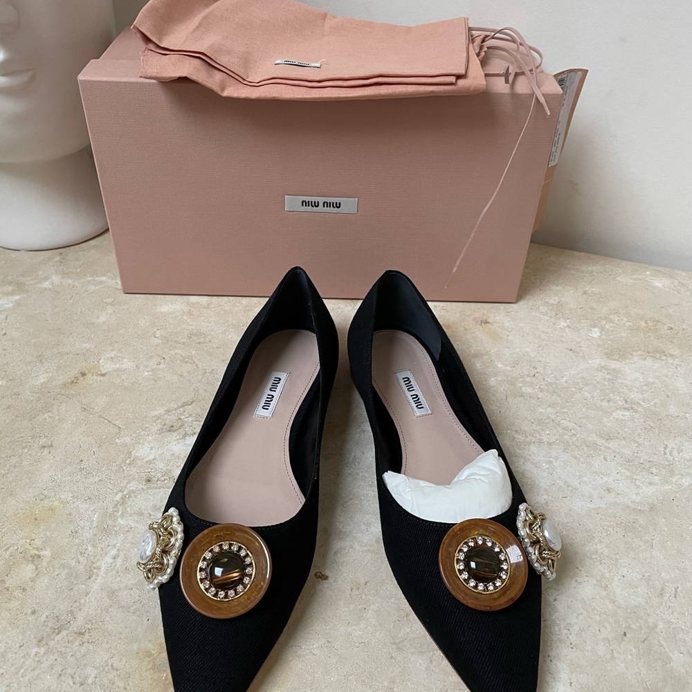 Authentic Miu Miu black denim flats size 40 NIB - Picture 14 of 16